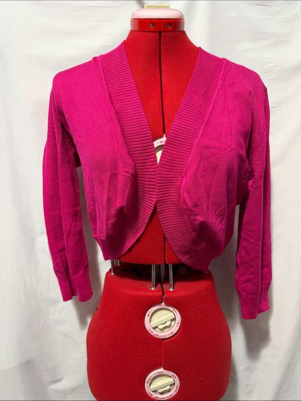 Cropped Open-Front Women's Cardigan in Magenta